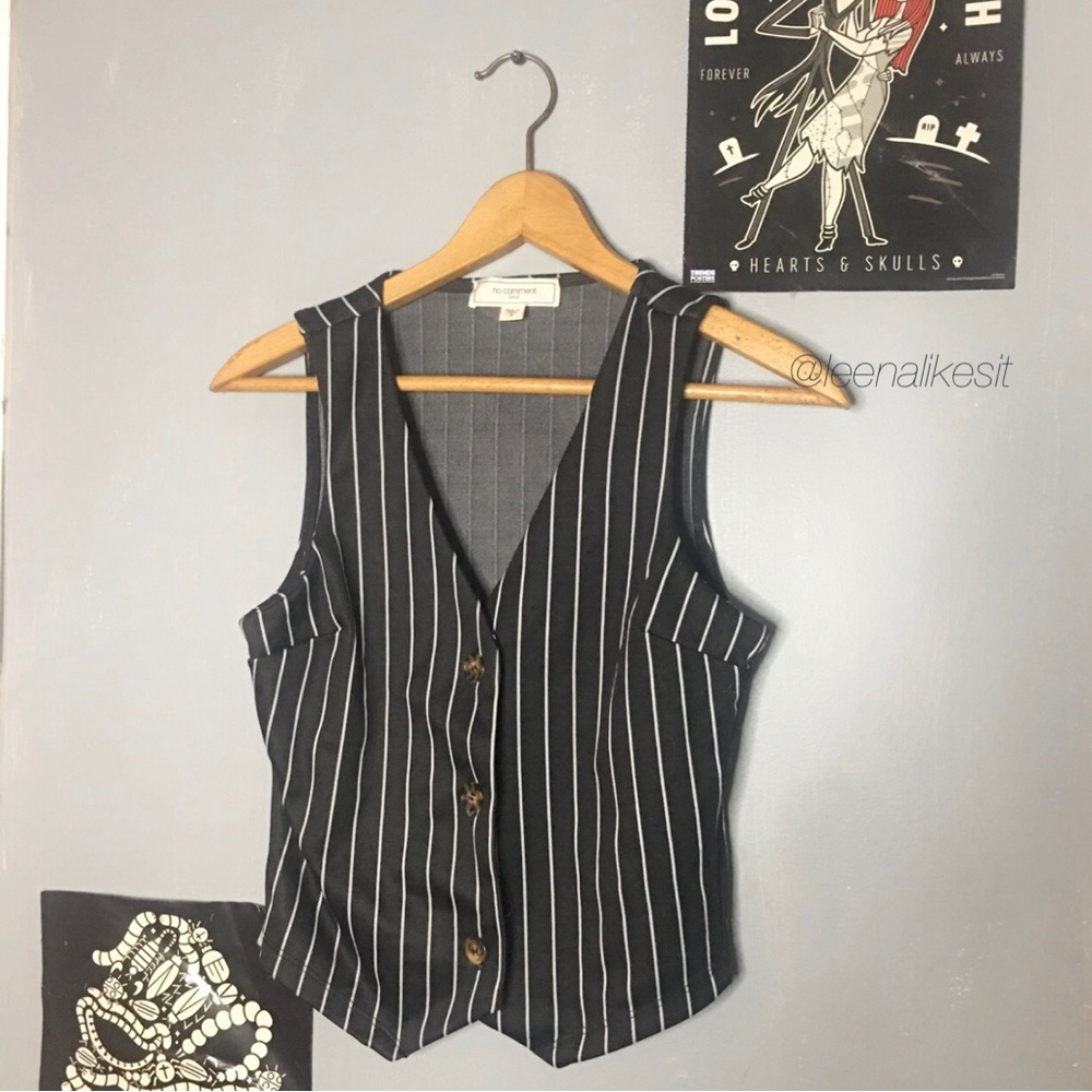 Goth Black with White Stripes Vest Gothic Button Jack Skellington Disney Bound
